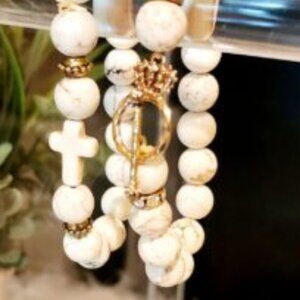 LoveLinks, Round Semi Precious Stones, Off White